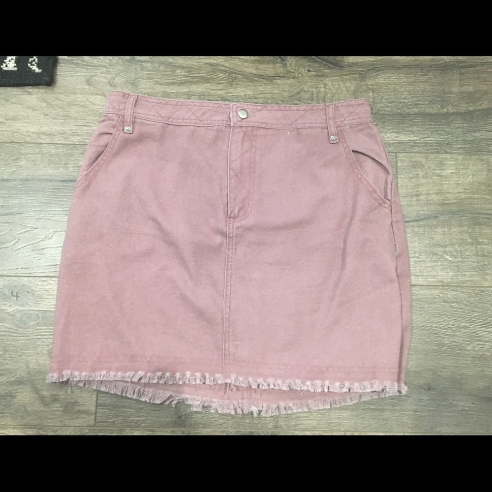 Pink denim skirt